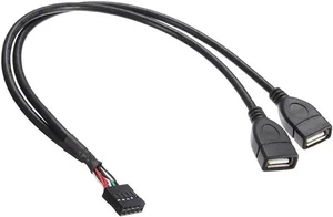 11.81 Inch Motherboard 9Pin USB2.0 Splitter Cable, Single 9Pin Header to Dual USB 2.0 Female Internal Extension Adapter Wire 11.81 Inch Motherboard 9Pin USB2.0 Splitter Cable, Single 9Pin Header to Dual USB 2.0 Female Internal Extension Adapter Wire