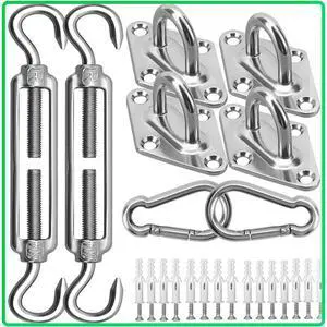 Sun Shade Sail Hardware Kit - 6 Inch 304 Stainless Steel Sunshades Canopy Installation Kit for Install Rectangle & Triangle Shade Sails Deck Garden Lawn Patio Outdoor Metal Sail Shade Hardware Kit Sun Shade Sail Hardware Kit - 6 Inch 304 Stainless Steel Sunshades Canopy Installation Kit for Install Rectangle & Triangle Shade Sails Deck Garden Lawn Patio Outdoor Metal Sail Shade Hardware Kit
