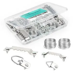 251Pcs Picture Hanging Kit, Dual-Size Heavy Duty Picture Hanging Hardware | 50 Sawtooth Picture Hangers + 50 D Rings + 150 Screws + 3.6m Wire, Wall Hanging Kit for Artwork Frame Canvas Mirror Clock 251Pcs Picture Hanging Kit, Dual-Size Heavy Duty Picture Hanging Hardware | 50 Sawtooth Picture Hangers + 50 D Rings + 150 Screws + 3.6m Wire, Wall Hanging Kit for Artwork Frame Canvas Mirror Clock