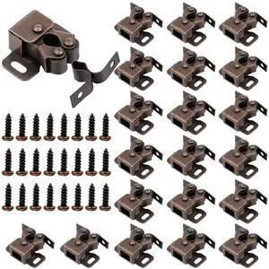 20 Pcs Cabinet Door Latch and Catch Hardware,Brown Antique Copper | Double Roller Catch Cabinet Latches with Spear Strike for Closet Doors Kitchen, RV Doors, Easy Install with Screws 20 Pcs Cabinet Door Latch and Catch Hardware,Brown Antique Copper | Double Roller Catch Cabinet Latches with Spear Strike for Closet Doors Kitchen, RV Doors, Easy Install with Screws