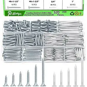 320Pcs Premium Hardware Nails & High Hardness Wood Screws Assortment Kit, 11 Sizes (1/2"-2"),Phillips Drive Flat Head, Wood Screws, Galvanized, Picture Hanging, Wood, Common Nails with Storage Box 320Pcs Premium Hardware Nails & High Hardness Wood Screws Assortment Kit, 11 Sizes (1/2"-2"),Phillips Drive Flat Head, Wood Screws, Galvanized, Picture Hanging, Wood, Common Nails with Storage Box