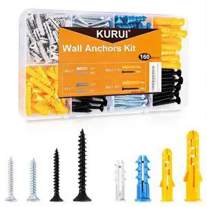 Drywall Anchors and Screws Assortment Kit, 160Pcs Dry Wall Anchors | 80 Plastic Wall Expansion Anchors and 80 Phillips Flat Head Wood Screws, Home Improvement Hardware for Picture/Art Decor Drywall Anchors and Screws Assortment Kit, 160Pcs Dry Wall Anchors | 80 Plastic Wall Expansion Anchors and 80 Phillips Flat Head Wood Screws, Home Improvement Hardware for Picture/Art Decor
