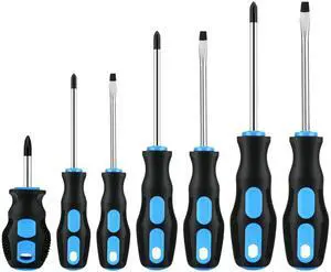 7-Piece Magnetic Screwdriver Set, 4 Phillips, 3 Flat, Cushion Grip | Magnetic Tip Screwdriver Set, Anti-Slip Cushion Grip, Phillips & Flat Heads, Furniture Assembly, Mechanics, DIYers 7-Piece Magnetic Screwdriver Set, 4 Phillips, 3 Flat, Cushion Grip | Magnetic Tip Screwdriver Set, Anti-Slip Cushion Grip, Phillips & Flat Heads, Furniture Assembly, Mechanics, DIYers