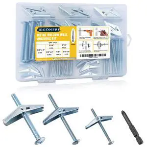 Toggle Bolts for Drywall 30 Sets, 3 Sizes Hollow Wall Anchors Kit with Bit | Heavy Duty Carbon Steel Withstands Rust, Wing Nuts Open Behind Wall for Even Hold, Ideal for Ceilings, Shelves & Lights Toggle Bolts for Drywall 30 Sets, 3 Sizes Hollow Wall Anchors Kit with Bit | Heavy Duty Carbon Steel Withstands Rust, Wing Nuts Open Behind Wall for Even Hold, Ideal for Ceilings, Shelves & Lights