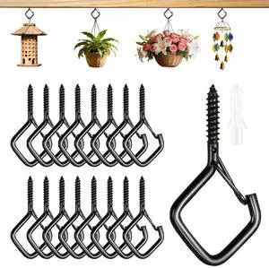 17 Pcs 2.2in Windproof Ceiling Hooks for Plants & Lights | 2.2in Black Steel, Safety Buckle Ceiling Hooks, Windproof Screw in Hooks for Plants, Lights & Bird Feeders 17 Pcs 2.2in Windproof Ceiling Hooks for Plants & Lights | 2.2in Black Steel, Safety Buckle Ceiling Hooks, Windproof Screw in Hooks for Plants, Lights & Bird Feeders