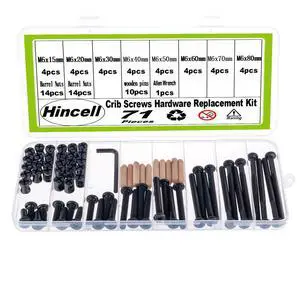 Crib Screws Hardware Replacement Kit - M6x15/20/30/40/50/60/70/80 mm Hex Drive Socket Cap Screws Barrel Nuts,71pcs 8 Size Crib Bolts &Barrel Nuts Replacement kit(Black) Crib Screws Hardware Replacement Kit - M6x15/20/30/40/50/60/70/80 mm Hex Drive Socket Cap Screws Barrel Nuts,71pcs 8 Size Crib Bolts &Barrel Nuts Replacement kit(Black)