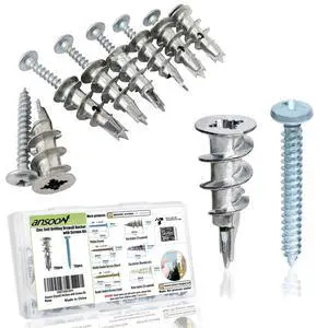 50Pcs Metal Self Drilling Drywall Anchors Heavy Duty with Screws Kit | 25 Heavy Duty Metal Wall Anchors for Drywall with 25 #8 x 1-1/4'' Screws ,No Pre Drill Hole Required, Holds Upto 75lbs 50Pcs Metal Self Drilling Drywall Anchors Heavy Duty with Screws Kit | 25 Heavy Duty Metal Wall Anchors for Drywall with 25 #8 x 1-1/4'' Screws ,No Pre Drill Hole Required, Holds Upto 75lbs
