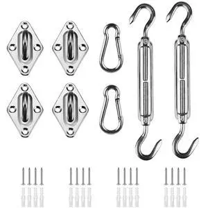 Awning Attachment Set, Heavy Duty Sun Shade Sail Stainless Steel Hardware Kit for Garden Triangle and Square, Rectangle, Sun Shade Sail Fixing Accessories Awning Attachment Set, Heavy Duty Sun Shade Sail Stainless Steel Hardware Kit for Garden Triangle and Square, Rectangle, Sun Shade Sail Fixing Accessories