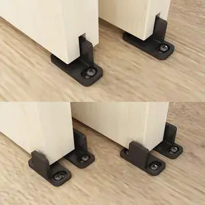 Black Aluminum Floor Guide, Floor Mounted Sliding Barn Door Hardware, Adjustable Bypass Door Guide, 2 Pack Black Aluminum Floor Guide, Floor Mounted Sliding Barn Door Hardware, Adjustable Bypass Door Guide, 2 Pack