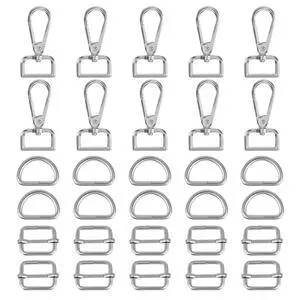 30Pcs Swivel Snap Hooks Kit,Swivel Snap Hooks with D Ring and Slide Buckle | Heavy Duty Purse Hardware for Bag Making, Keychain Making Kit for Keychain Crafts, 1/2 Inch Silver 30Pcs Swivel Snap Hooks Kit,Swivel Snap Hooks with D Ring and Slide Buckle | Heavy Duty Purse Hardware for Bag Making, Keychain Making Kit for Keychain Crafts, 1/2 Inch Silver