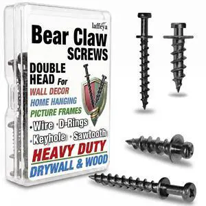 Double Headed Screws, Bear Claw Picture Hangers, Keyhole Hardware | Mirror hanging it, 40Pack 4-in-1 double headed bear claw screw hooks for drywall & wood studs (Black, 0.8+1.1 Long) Double Headed Screws, Bear Claw Picture Hangers, Keyhole Hardware | Mirror hanging it, 40Pack 4-in-1 double headed bear claw screw hooks for drywall & wood studs (Black, 0.8+1.1 Long)