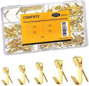 270Pcs Picture Hanging Hooks with Nails Kit Heavy Duty 10-100 lbs | Picture Hangers Hardware for Drywall Plaster Wood Wall Art - Assorted Hooks for Frames Mirrors Paintings Canvas Home Office 270Pcs Picture Hanging Hooks with Nails Kit Heavy Duty 10-100 lbs | Picture Hangers Hardware for Drywall Plaster Wood Wall Art - Assorted Hooks for Frames Mirrors Paintings Canvas Home Office