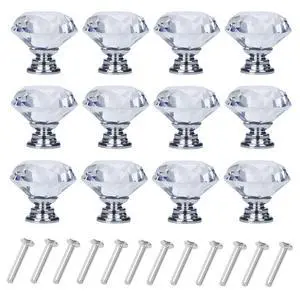 12 Pack Drawer Knobs Diamond Shaped Crystal Glass 30mm Cabinet Knobs Pull Handles (Silver) | Drawer Knobs Pull Handles, Kitchen Cabinet Hardware, Knobs for Dresser Drawers Cupboard, Screws Included 12 Pack Drawer Knobs Diamond Shaped Crystal Glass 30mm Cabinet Knobs Pull Handles (Silver) | Drawer Knobs Pull Handles, Kitchen Cabinet Hardware, Knobs for Dresser Drawers Cupboard, Screws Included