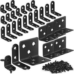 25Pcs L Brackets for Shelves, 3 Sizes Angle Corner Braces Metal L Bracket Heavy Duty for Wood, Sturdy and Rustproof for Repairing Furniture with 82Pcs Screws Mounting Bracket Easily Black 25Pcs L Brackets for Shelves, 3 Sizes Angle Corner Braces Metal L Bracket Heavy Duty for Wood, Sturdy and Rustproof for Repairing Furniture with 82Pcs Screws Mounting Bracket Easily Black