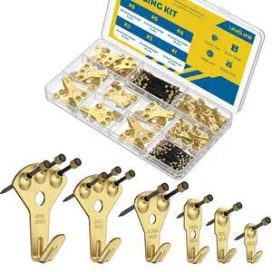 152 Pcs Heavy Duty Picture Hanging Kit, Picture Hanging Hooks,Gold | Picture hangers,10-100 lb weight ratings, for drywall & wood, frame hooks for hanging photos mirrors paintings 152 Pcs Heavy Duty Picture Hanging Kit, Picture Hanging Hooks,Gold | Picture hangers,10-100 lb weight ratings, for drywall & wood, frame hooks for hanging photos mirrors paintings