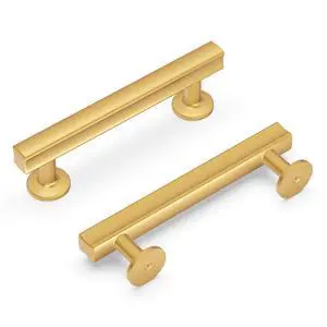 1 Pack Solid Core Kitchen Cabinet Pulls, Luxury Cabinet Handles, Hardware for Doors & Dresser Drawers, 3-3/4 Inch (96mm) Hole Center, Brushed Golden Brass, Woodward Collection 1 Pack Solid Core Kitchen Cabinet Pulls, Luxury Cabinet Handles, Hardware for Doors & Dresser Drawers, 3-3/4 Inch (96mm) Hole Center, Brushed Golden Brass, Woodward Collection