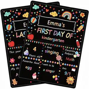 First & Last Day of School Chalkboard Sign - Double-Sided Reusable Back to School Photo Prop, 11"x14" Kids Milestone Keepsake for Preschool, Kindergarten, Elementary First & Last Day of School Chalkboard Sign - Double-Sided Reusable Back to School Photo Prop, 11"x14" Kids Milestone Keepsake for Preschool, Kindergarten, Elementary