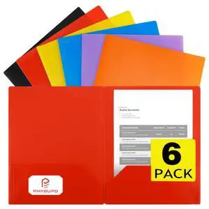 6 Pack Plastic Folders with Pockets,6 Rainbow Colors,2 Pocket,Durable Heavy Duty File Folders with Business Card Holder,Letter Size Paper for Office High School 6 Pack Plastic Folders with Pockets,6 Rainbow Colors,2 Pocket,Durable Heavy Duty File Folders with Business Card Holder,Letter Size Paper for Office High School