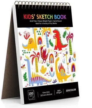 Sketch Book for Kids, 9" x 12" Kids Sketchbook, Boys & Girls Gift | 100 Sheets Tear-out Acid-Free Drawing Paper |Spiral bound Smooth Paper for Pencils Markers Crayons, Art Supplies for Kids 3+ Sketch Book for Kids, 9" x 12" Kids Sketchbook, Boys & Girls Gift | 100 Sheets Tear-out Acid-Free Drawing Paper |Spiral bound Smooth Paper for Pencils Markers Crayons, Art Supplies for Kids 3+