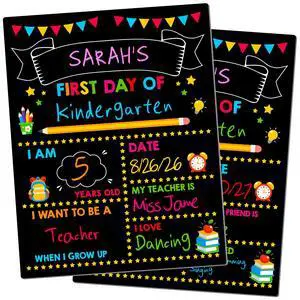 First & Last Day of School Board, Double Sided Reusable Photo Sharing Prop | 14 x 11 IN First Day of School Chalkboard, Reusable School Signs, Blank Writing Board for Learning Memories First & Last Day of School Board, Double Sided Reusable Photo Sharing Prop | 14 x 11 IN First Day of School Chalkboard, Reusable School Signs, Blank Writing Board for Learning Memories