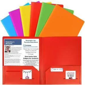 6 Pack Plastic Folders with Pockets, Multiple Color, 2 Pocket Folders | Heavy Duty, Letter Size Folders, Business Card Holder, for School, Office 6 Pack Plastic Folders with Pockets, Multiple Color, 2 Pocket Folders | Heavy Duty, Letter Size Folders, Business Card Holder, for School, Office