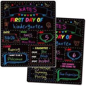 First and Last Day of School Board, Paper Back to Class Chalkboard for Kids | 10 X 12 IN Double Sided First Day of School Board, Blank Writing School Sign, Kindergarten Pre-School Memories and First and Last Day of School Board, Paper Back to Class Chalkboard for Kids | 10 X 12 IN Double Sided First Day of School Board, Blank Writing School Sign, Kindergarten Pre-School Memories and