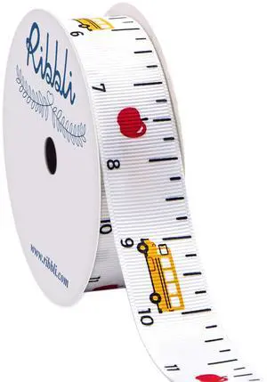 Grosgrain Ruler & School Bus Craft Ribbon,7/8-Inch,10-Yard Spool, White/Yellow/Red,Use for Teacher Appreciation Gift,Back to School Decoration,Wreath,Gift Wrapping,All Crafting and Sewing Grosgrain Ruler & School Bus Craft Ribbon,7/8-Inch,10-Yard Spool, White/Yellow/Red,Use for Teacher Appreciation Gift,Back to School Decoration,Wreath,Gift Wrapping,All Crafting and Sewing