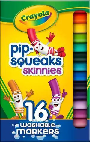 Pip Squeaks Skinnies Washable Marker Set (16ct), Mini Markers for Toddlers, Thin Coloring Markers for Kids, Spring Crafts Supplies Pip Squeaks Skinnies Washable Marker Set (16ct), Mini Markers for Toddlers, Thin Coloring Markers for Kids, Spring Crafts Supplies