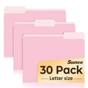 File Folders, 30 Pack Manilla Folders 8.5 x 11, Colored File Folders Home Office School Supplies for Documents Files Paper, Pink File Folders, 30 Pack Manilla Folders 8.5 x 11, Colored File Folders Home Office School Supplies for Documents Files Paper, Pink