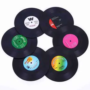 Coasters for Drinks with Gift Box - Set of 6 Colorful Retro Vinyl Record Disk Coasters with Funny Labels-Prevent Furniture from Dirty and Scratched-4.2 Inch Coasters for Drinks with Gift Box - Set of 6 Colorful Retro Vinyl Record Disk Coasters with Funny Labels-Prevent Furniture from Dirty and Scratched-4.2 Inch