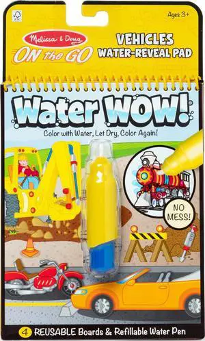The Go Water Wow! Mess Free Coloring Book, Reusable Water-Reveal Activity Pad, Vehicles, Travel Toys, Party Favors, for Toddlers & Kids Ages 3+ - FSC Certified The Go Water Wow! Mess Free Coloring Book, Reusable Water-Reveal Activity Pad, Vehicles, Travel Toys, Party Favors, for Toddlers & Kids Ages 3+ - FSC Certified