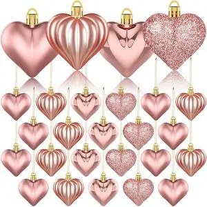 36Pcs Valentines Day Decor Heart Ornaments Rose Gold Heart Shaped Baubles Ornaments for Valentine's Day Hanging Decorations or Wedding Anniversary Party Supplies Home Tree Decorations (4 Styles) 36Pcs Valentines Day Decor Heart Ornaments Rose Gold Heart Shaped Baubles Ornaments for Valentine's Day Hanging Decorations or Wedding Anniversary Party Supplies Home Tree Decorations (4 Styles)
