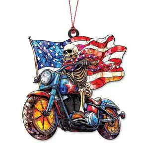 Patriotic Skeleton Motorcycle Ornaments for Christmas Tree 2026, Funny Motorcycle Gifts for Men Women, for Motorcycle Riders, US Flag Suncatcher for Window Hanging and Holiday Decoration Patriotic Skeleton Motorcycle Ornaments for Christmas Tree 2026, Funny Motorcycle Gifts for Men Women, for Motorcycle Riders, US Flag Suncatcher for Window Hanging and Holiday Decoration