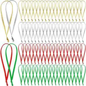 300Pcs Christmas Ornament Hangers, Hand Tied String Ties Ornament Loops Thin Ribbon for Ornaments Christmas Tree Hanging Decoration (Gold Silver Red Green) 300Pcs Christmas Ornament Hangers, Hand Tied String Ties Ornament Loops Thin Ribbon for Ornaments Christmas Tree Hanging Decoration (Gold Silver Red Green)