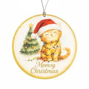 Cat Christmas Ornament 2026, Orange Tabby Ornament with Meowy Christmas Design, Tree Decoration, Cat Lover Gifts, Holiday Keepsake Gift Cat Christmas Ornament 2026, Orange Tabby Ornament with Meowy Christmas Design, Tree Decoration, Cat Lover Gifts, Holiday Keepsake Gift