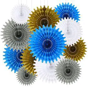 BestoFun 12PCS Blue Gold Silver Hanging Honeycomb Paper Fans Decoration Set for New Year Graduation Birthday Wedding Bachelorette Baby Shower Backdrops Anniversary Paper Party Supplies BestoFun 12PCS Blue Gold Silver Hanging Honeycomb Paper Fans Decoration Set for New Year Graduation Birthday Wedding Bachelorette Baby Shower Backdrops Anniversary Paper Party Supplies
