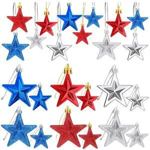 24 Pcs Patriotic Ornaments for Tree Red White Blue Christmas Decor | Plastic Material, 4th of July Decorations, Memorial Day Tree Decorations, Red White and Blue Ornaments for Tree, Hanging 24 Pcs Patriotic Ornaments for Tree Red White Blue Christmas Decor | Plastic Material, 4th of July Decorations, Memorial Day Tree Decorations, Red White and Blue Ornaments for Tree, Hanging
