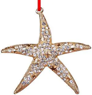 Starfish Christmas Ornament - Metal Gold Starfish Ornaments for Christmas Tree Beach Theme Hanging Ornaments Keepsake Gifts for Women Men Kids Starfish Christmas Ornament - Metal Gold Starfish Ornaments for Christmas Tree Beach Theme Hanging Ornaments Keepsake Gifts for Women Men Kids