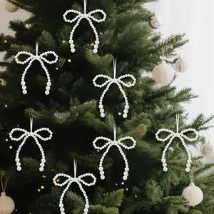 12 Pcs White Pearl Bow Ornaments Tree Topper Hanging Pendant | White Pearl Bow Ornaments Tree Topper Decor Christmas Hanging Ornament Pendant Bridal Shower Birthday Indoor Xmas Decor 12 Pcs White Pearl Bow Ornaments Tree Topper Hanging Pendant | White Pearl Bow Ornaments Tree Topper Decor Christmas Hanging Ornament Pendant Bridal Shower Birthday Indoor Xmas Decor