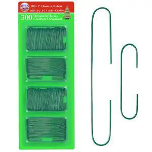 Green Christmas Tree Ornament Hooks - Metal Wire Decoration Hanging 300 Pk Green Christmas Tree Ornament Hooks - Metal Wire Decoration Hanging 300 Pk