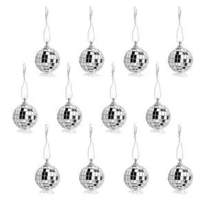 12 Pcs Silver Disco Mirror Ball for Party Decoration, Christmas Tree Wedding Birthday Party Ornaments(4CM) 12 Pcs Silver Disco Mirror Ball for Party Decoration, Christmas Tree Wedding Birthday Party Ornaments(4CM)