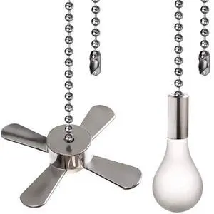 Ceiling Fan Pull Chain Ornaments Extension Chains with Decorative Light Bulb and Cord 13.6 Inches Fan Pull Chain Set For Ceiling Light Lamp Chain (Nickel) Ceiling Fan Pull Chain Ornaments Extension Chains with Decorative Light Bulb and Cord 13.6 Inches Fan Pull Chain Set For Ceiling Light Lamp Chain (Nickel)