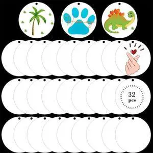 32Pcs 3Inch White Acrylic Ornament Blanks for Crafting Vinyl Painting DIY 32Pcs 3Inch White Acrylic Ornament Blanks for Crafting Vinyl Painting DIY