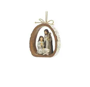 Holy Family Birch Bark Resin Christmas Ornament Holy Family Birch Bark Resin Christmas Ornament