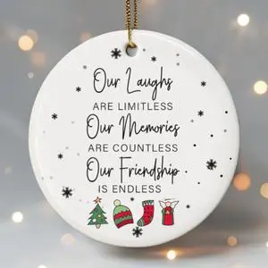 Friend Christmas Ornament Ceramic Double Sided Best Friend Ornament for Women, Friendship Gift for Female, Sister, Coworker, Tree Decoration Keepsake, Idea for Her Friend Christmas Ornament Ceramic Double Sided Best Friend Ornament for Women, Friendship Gift for Female, Sister, Coworker, Tree Decoration Keepsake, Idea for Her