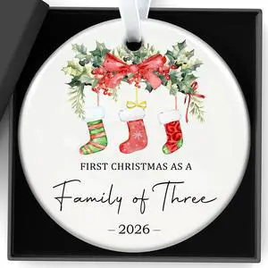 Christmas Ornaments Baby First Christmas Ornaments 2026 Girls Boys | Personalized Our First Xmas As A Family of Three Ornament New Parents Gifts for Couples,Mom,Dad,Newborn Xmas Tree Decorations Christmas Ornaments Baby First Christmas Ornaments 2026 Girls Boys | Personalized Our First Xmas As A Family of Three Ornament New Parents Gifts for Couples,Mom,Dad,Newborn Xmas Tree Decorations