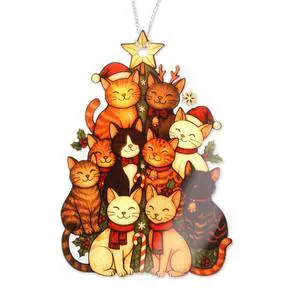 Christmas Ornaments 2026 - Cat Lover Gifts for Women, Colorful Cat Ornament for Christmas Tree, Cute Cats Ornaments, Black Orange Cat Ornament Christmas Ornaments 2026 - Cat Lover Gifts for Women, Colorful Cat Ornament for Christmas Tree, Cute Cats Ornaments, Black Orange Cat Ornament