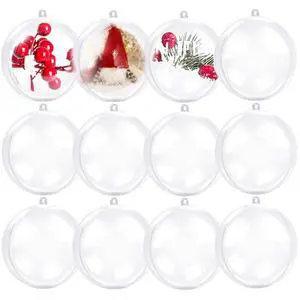 80mm/3.14inch 12PCS Large Clear Ball Ornaments, 12Set Fillable Christmas Balls Shatterproof Ornament Baubles for DIY Crafts Christmas Wedding Party Decor (24) 80mm/3.14inch 12PCS Large Clear Ball Ornaments, 12Set Fillable Christmas Balls Shatterproof Ornament Baubles for DIY Crafts Christmas Wedding Party Decor (24)
