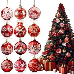 12Pcs Christmas Wooden Ornaments Red Gift Ball Tree Decorations Snowflake Xmas Trees Hanging Ornaments with Double Sided Printing Design Santa Decorations for Winter Holiday Party Home Supplies 12Pcs Christmas Wooden Ornaments Red Gift Ball Tree Decorations Snowflake Xmas Trees Hanging Ornaments with Double Sided Printing Design Santa Decorations for Winter Holiday Party Home Supplies
