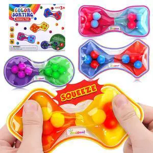 Sensory Fidget Toys for Kids Toddler: 4 Pack Color Sorting Squeeze Toys | Quiet Fidget Toys for Student Classroom - Sensory Calming Toys for ADHD Autism - Goodie Bags Stuffers Sensory Fidget Toys for Kids Toddler: 4 Pack Color Sorting Squeeze Toys | Quiet Fidget Toys for Student Classroom - Sensory Calming Toys for ADHD Autism - Goodie Bags Stuffers